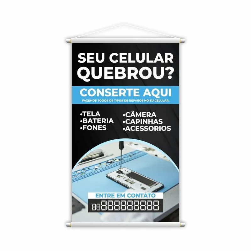 Banner Conserto Reparos De Celulares Número Contato Grande