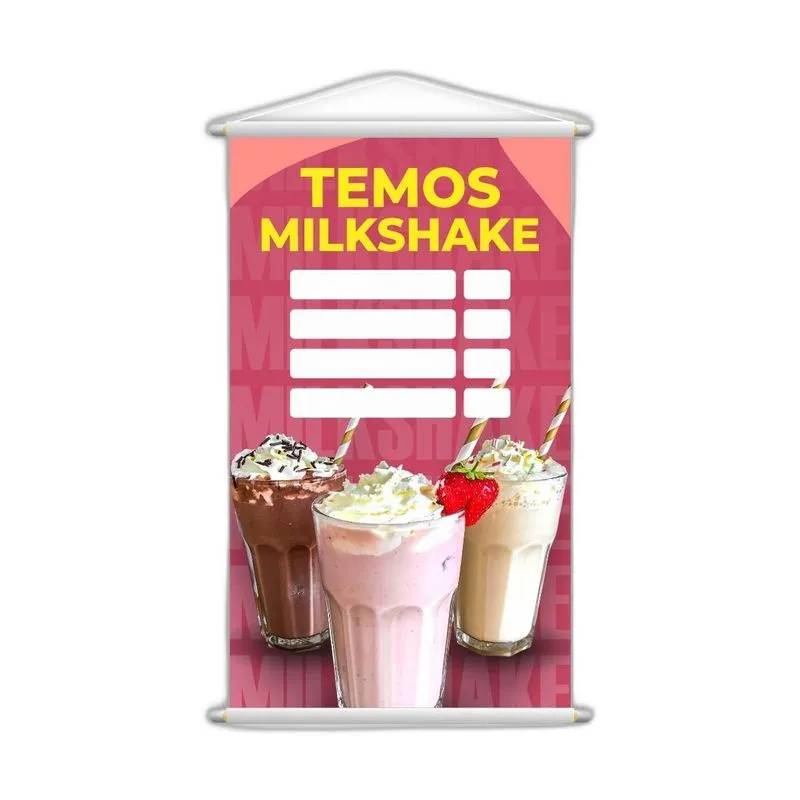 Banner Temos Milkshake Diversos Sabores Preço 80x50cm