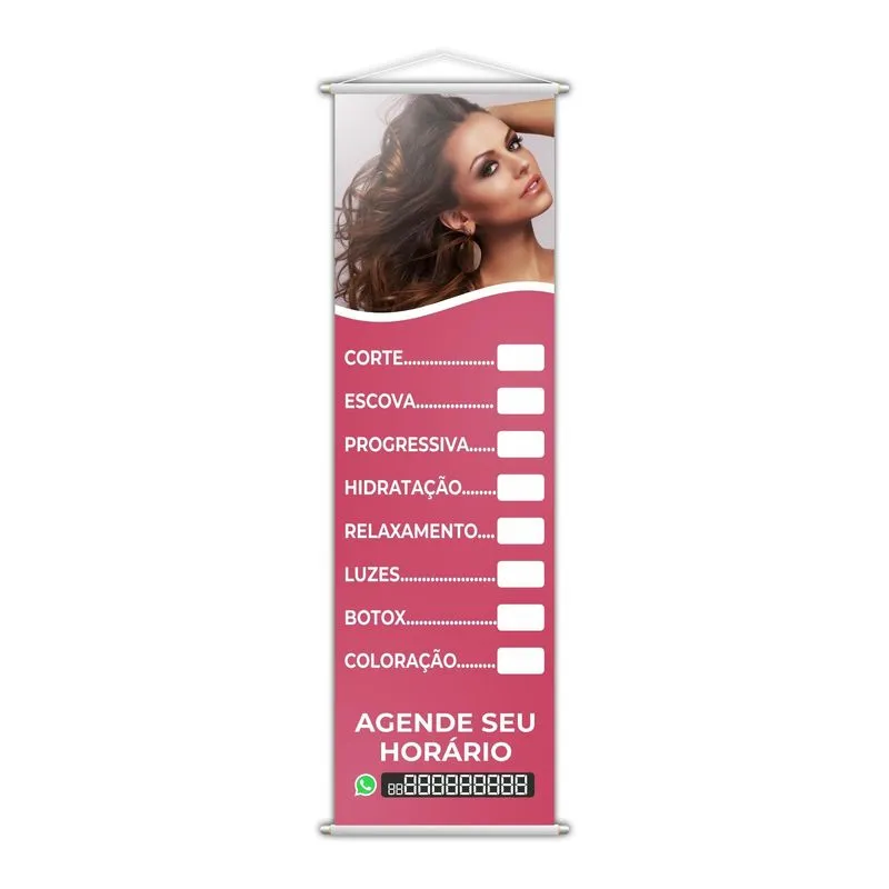 Banner Salão De Beleza Cabeleireiro Corte Escova 100x30cm