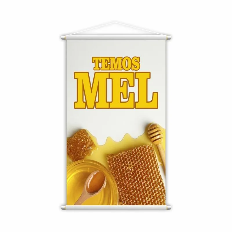 Banner Mel Abelha Favo De Mel Aqui Tem Apicultura 60x40cm