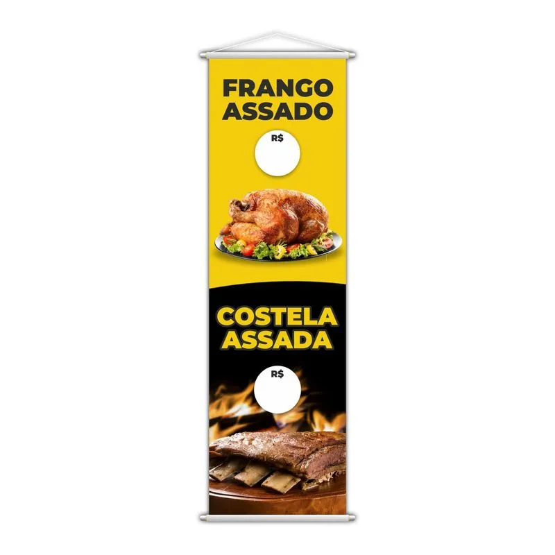 Banner Frango Assado E Costela Assada Comida 100x30cm