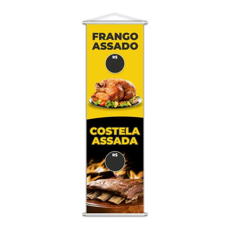 Banner Frango Assado E Costela Assada Restaurante 100x30cm