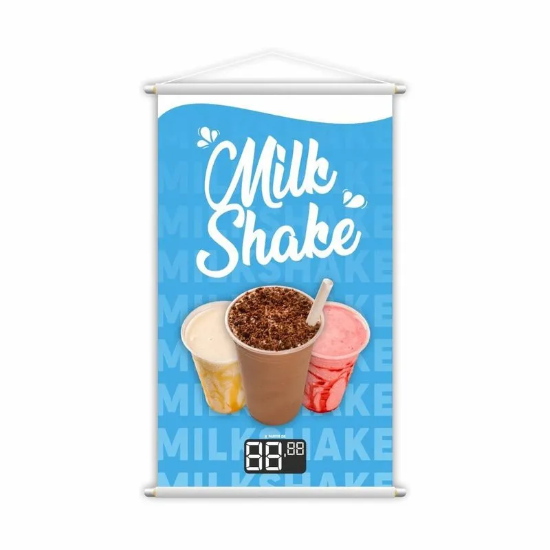 Banner Milk Shake Bebida Gelada Sorveteria Preço 60X40Cm
