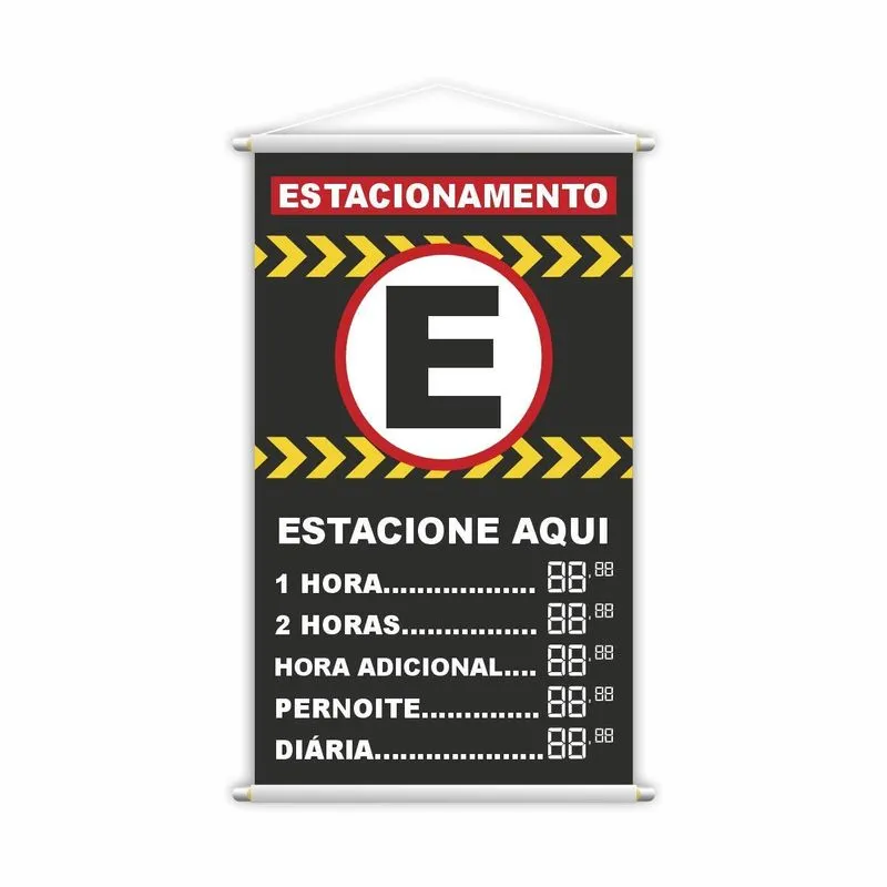 Banner Estacionamento Estacione Aqui Preços Lona 80x50cm