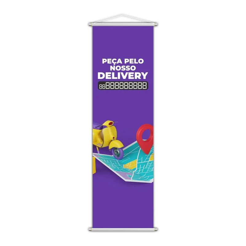 Banner Peça Pelo Nosso Delivery Entregas Contato 100x30cm