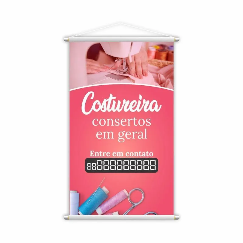 Banner Costureira Consertos Em Geral Contato 80x50cm