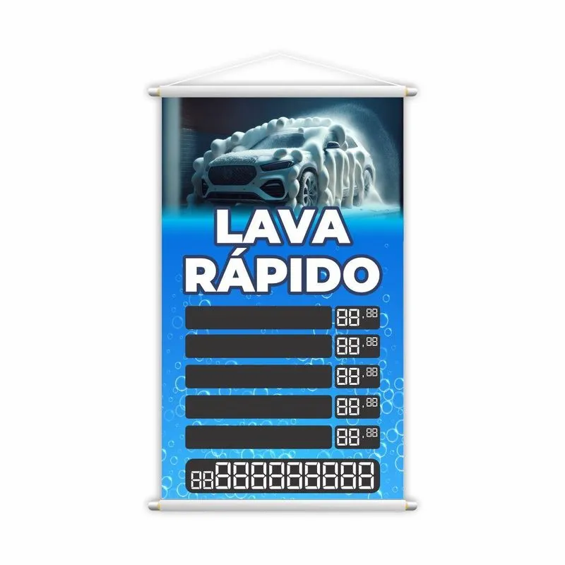 Banner Lava Rápido Automóvel Carro Fone Contato 60x40cm