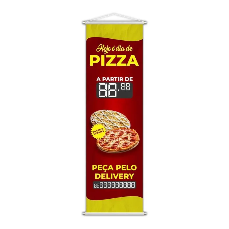 Banner Dia De Pizza Delivery Sabores Preço Fone 100X30Cm