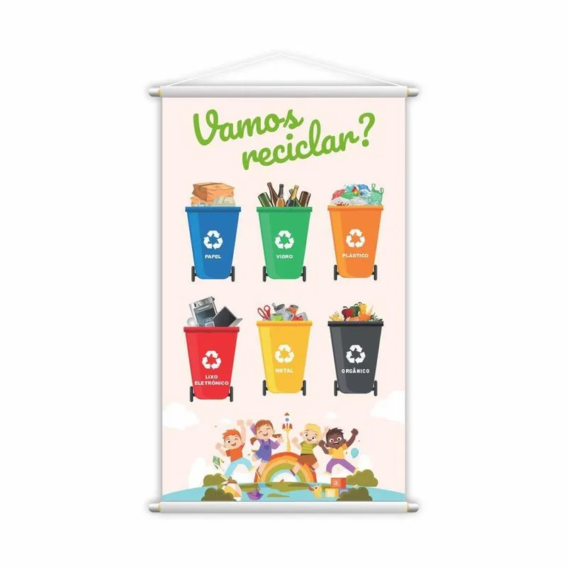 Banner Vamos Reciclar Coleta Seletiva Pedagógico 80X50Cm