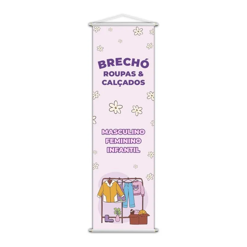 Banner Brechó Masculino Feminino Roupas E Calçados 100x30cm