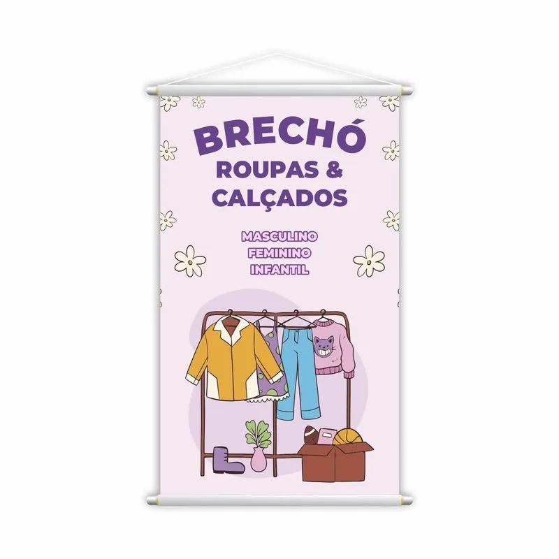 Banner Brechó Masculino Feminino Roupas E Calçados 60x40cm
