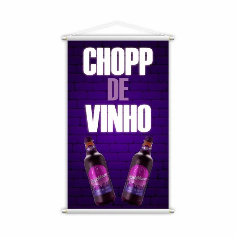 Banner Chopp De Vinho Garrafas Bebidas Lona 80X50Cm
