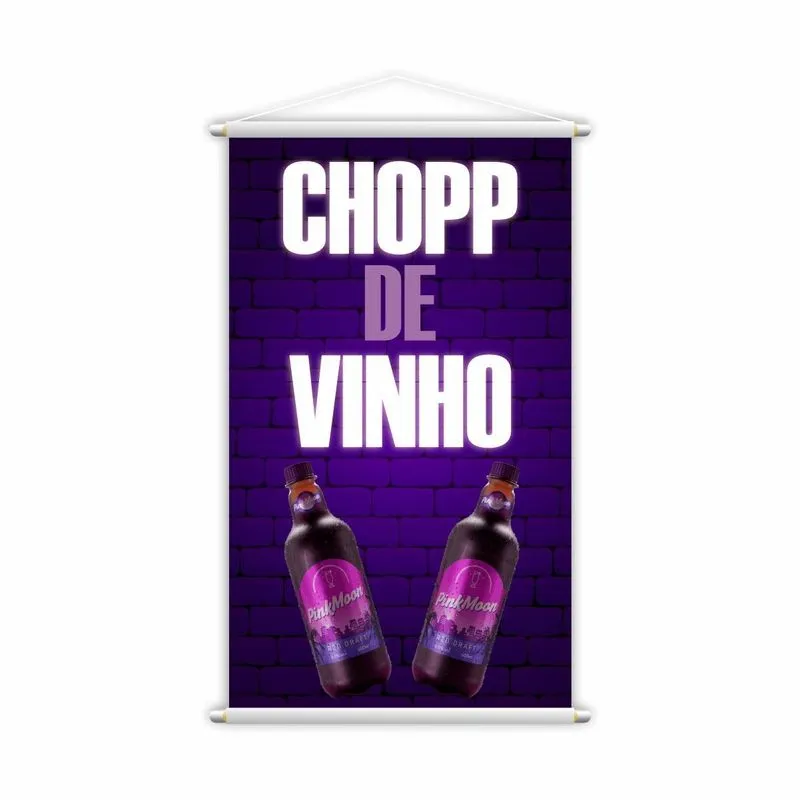 Banner Chopp De Vinho Garrafas Bebidas Lona 60x40cm