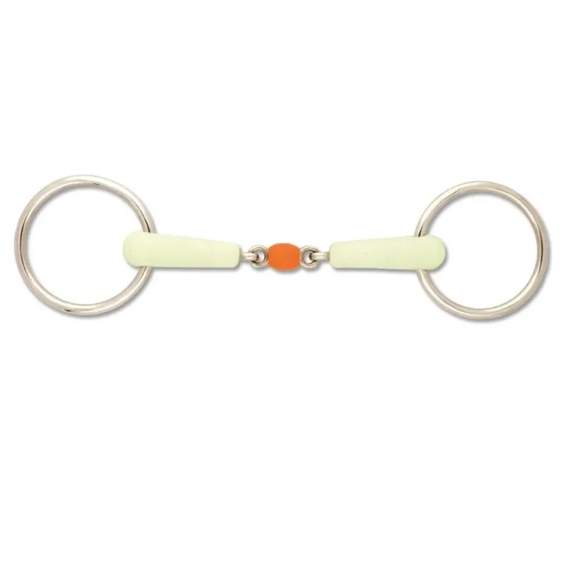 BRIDAO ARGOLA SILICONE BI ARTICULADO COM ROLETE LARANJA