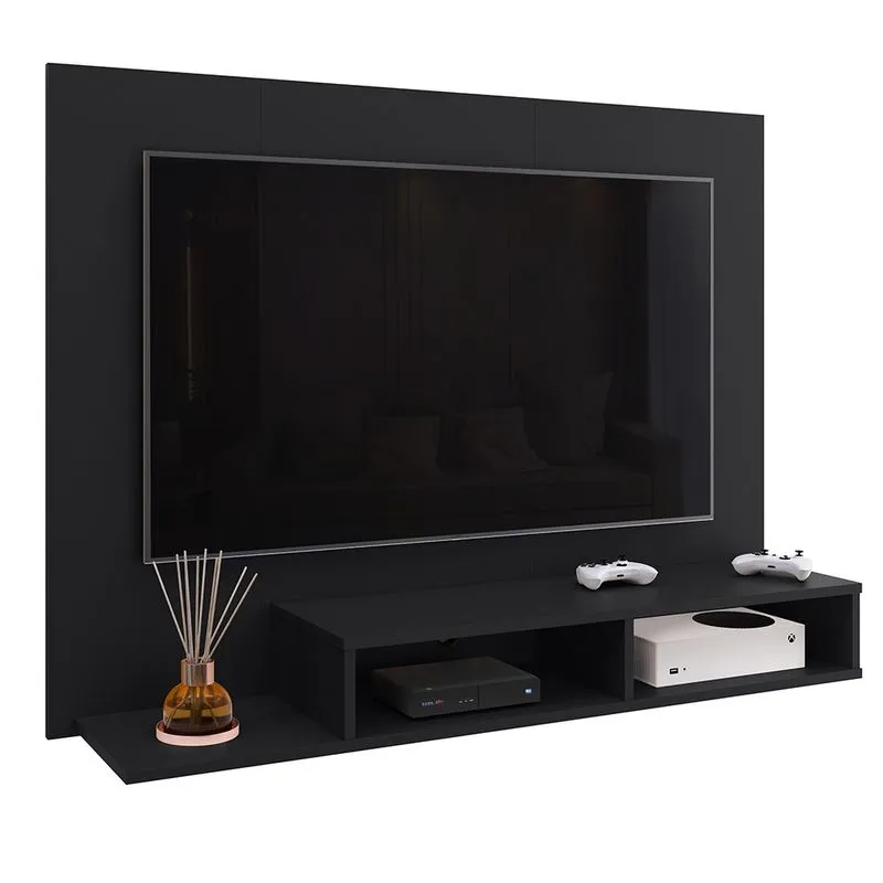 Estante Painel Suspenso TV 48 Polegadas Nicho Organizador Prateleira Decorativa Sala Quarto Moderno Dubai - Preto - rpm Móveis
