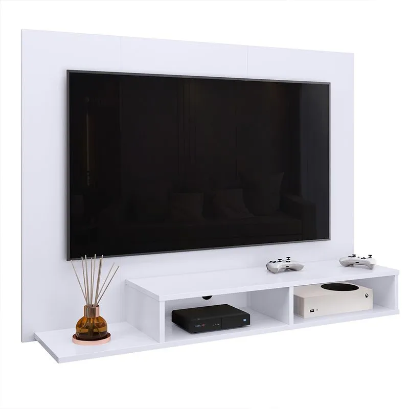 Estante Painel Suspenso TV 48 Polegadas Nicho Organizador Prateleira Decorativa Sala Quarto Moderno Dubai - Branco - rpm Móveis