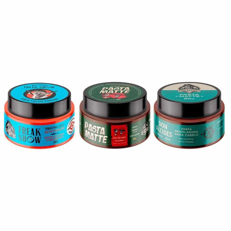 3x Pasta Cabelo Fiber Cream Guaraná Calico Jack Don Alcides