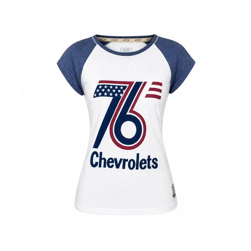 Camiseta Feminina 76's Vintage Chevrolet BRANCO/AZUL M
