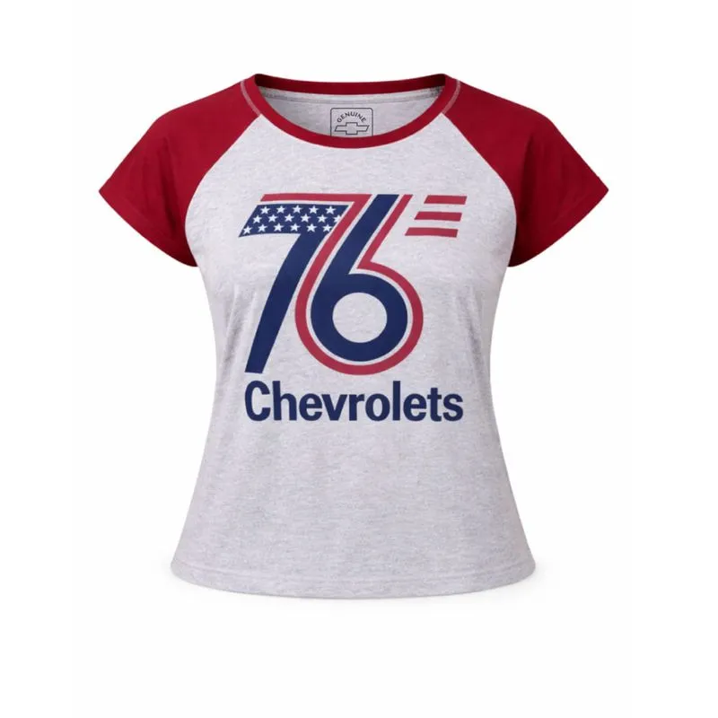Camiseta Feminina 76's Vintage Chevrolet CINZA MESCLA/VERMELHO GG