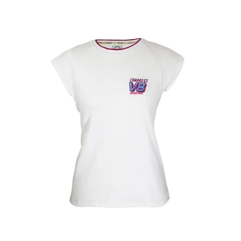 Camiseta Feminina Camaro V8 Vintage OFF WHITE M