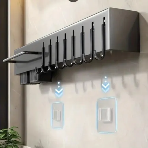 Suporte Organizador para Utensílios de Cozinha 6 Ganchos - Cinza
