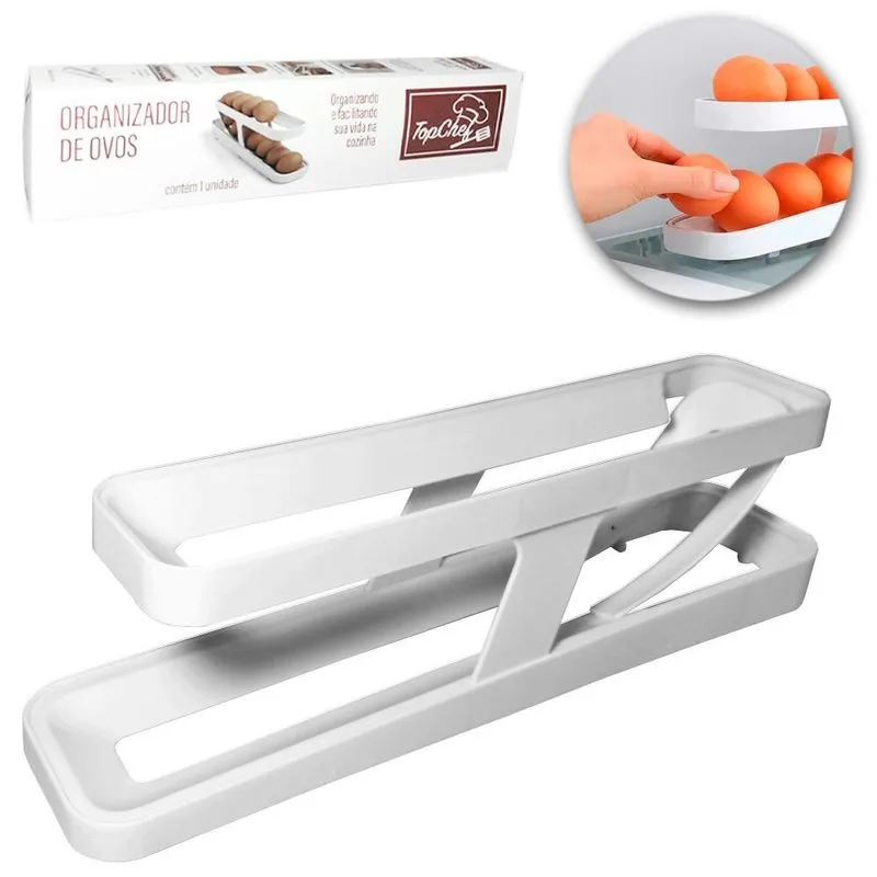 Organizador Porta Ovos De Plastico Duplo 36x10x8,3cm