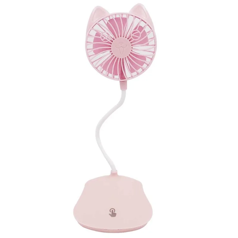 Mini Ventilador De Mesa Gatinho USB 30x10cm Em Plástico Top Rio-Rosa