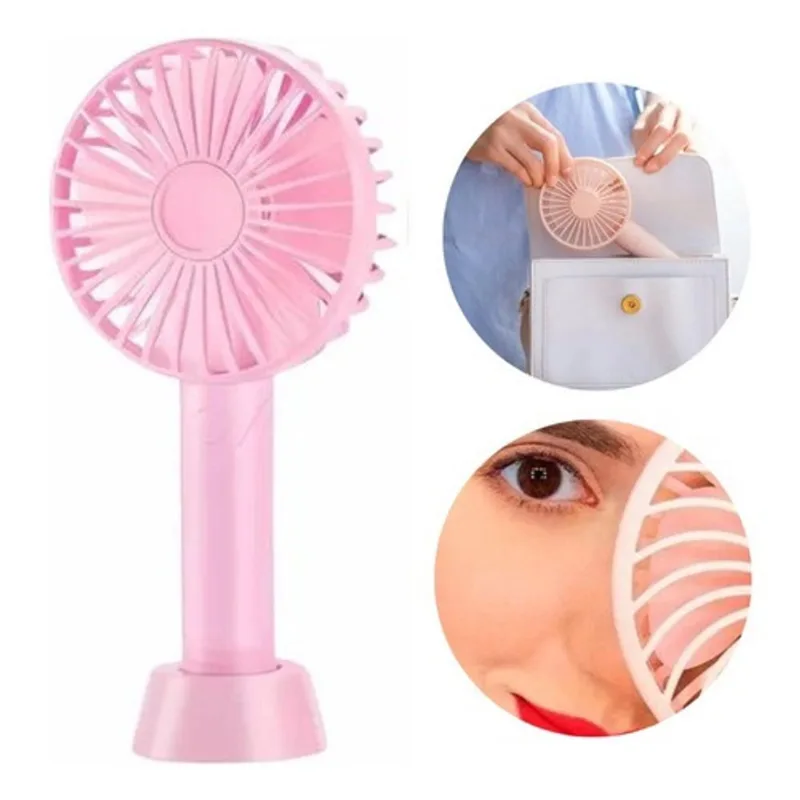 Mini Ventilador De Mão Maquiagem Usb Rosa Recarregável