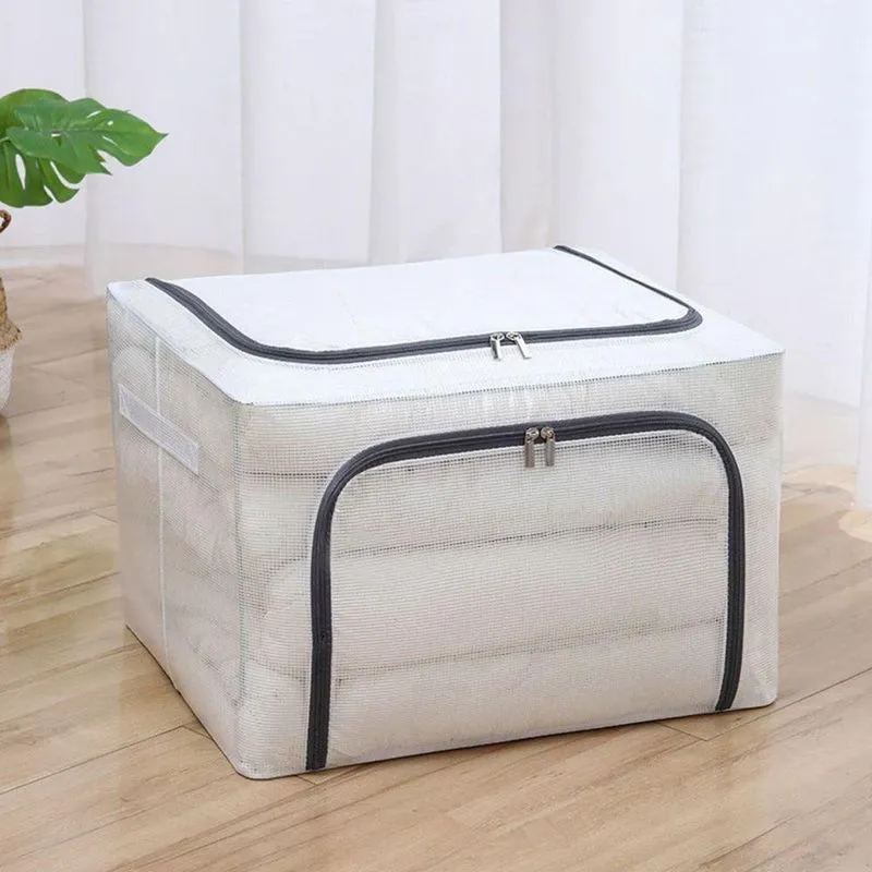Caixa Organizadora De Guarda Roupa Multiuso Flexível Com Zíper 50x40x32