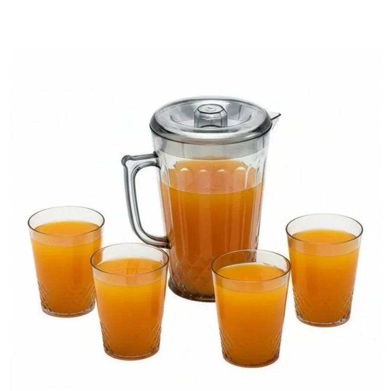 Kit Jarra Com 4 Copos Conjunto Acrílico Água E Suco