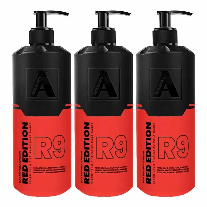Kit 3x Balm Para Barba Red Edition R9 140ml Alfa Looks