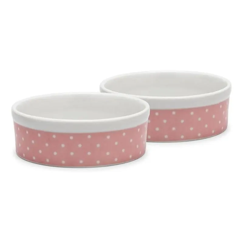2 Comedouro Cachorro Gato 610ml Porcelana Ração Pet Caes