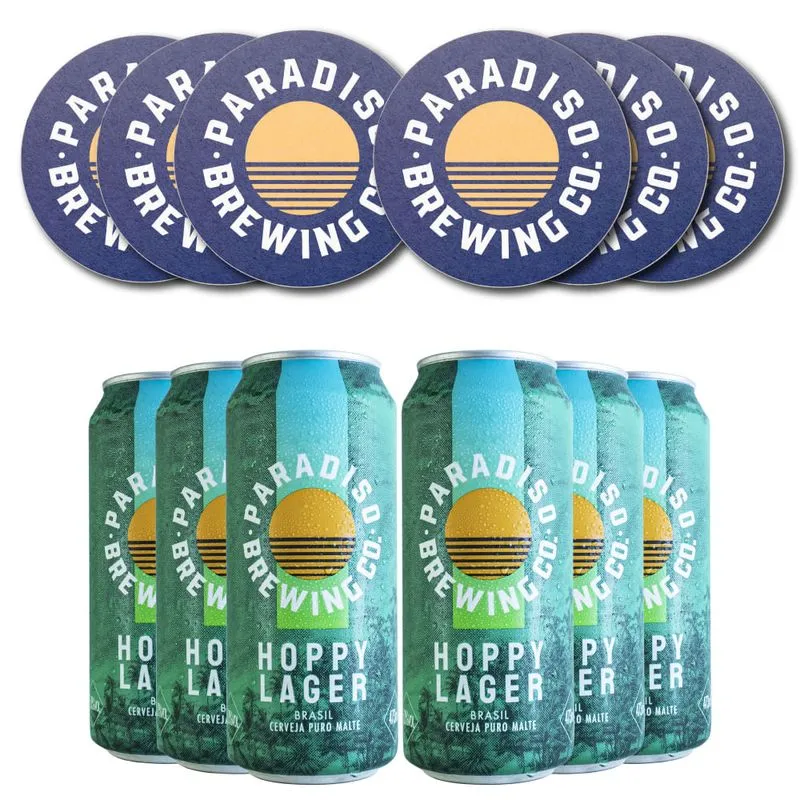 Compre Kit Cerveja Paradiso Hoppy Lager 473ml 06 Unidades Ganhe 06 Porta Copos
