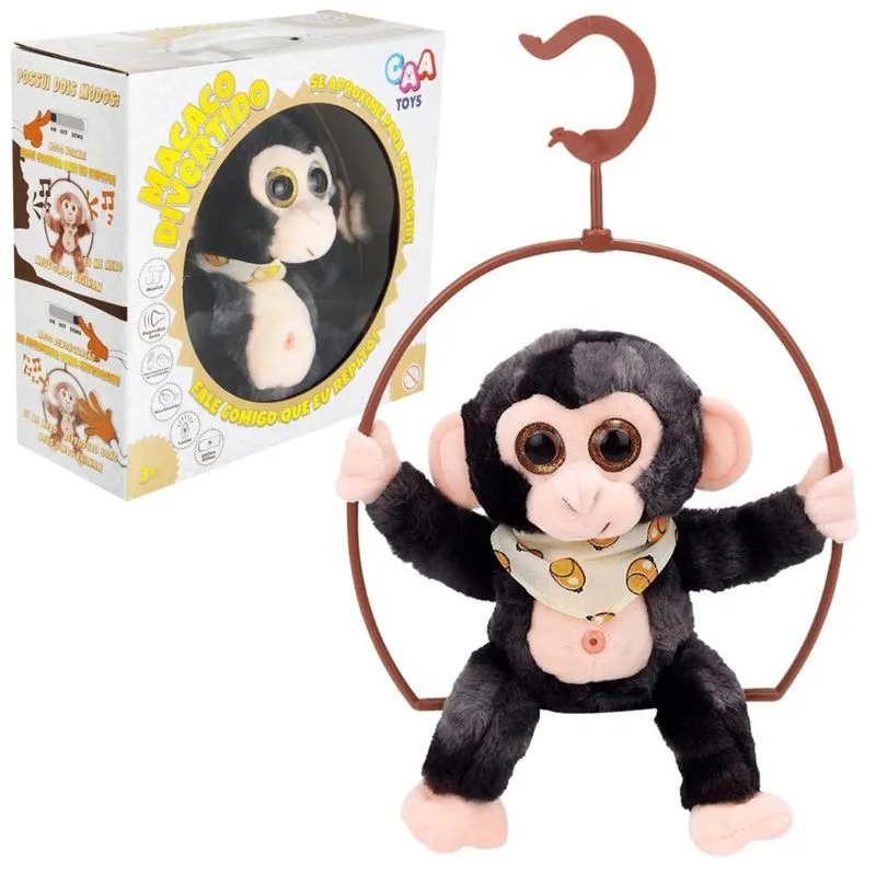 Pelúcia Com Mecanismo Macaco Divertido 25cm Preto CaaToys