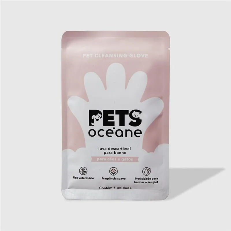 Luva Descartável para Dar Banho em Cachorro e Gato - Pet Cleasing Glove 1un