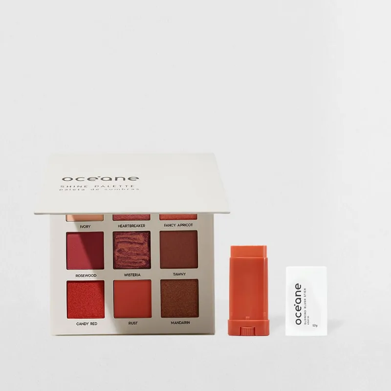 Kit Blush em Bastão Laranja + Paleta de Sombras Shine Océane Limited (2 Produtos) - Océane