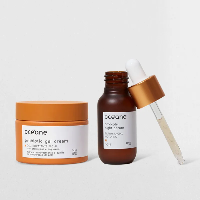 Kit Sérum Noturno + Gel Hidratante Facial com Probióticos (2 Produtos)