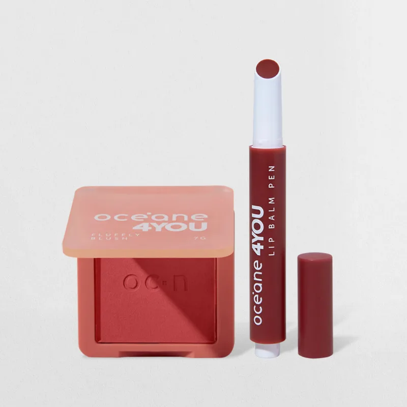 Kit Blush Cremoso Rosa + Hidratante Labial Cereja 4you (2 Produtos)