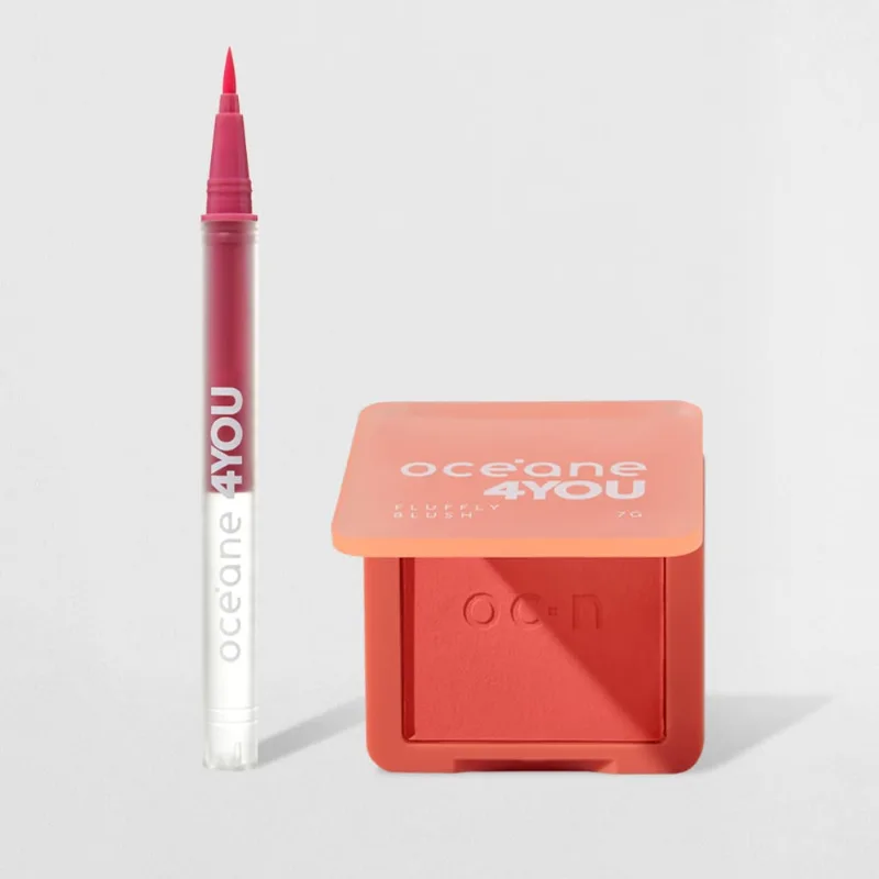 Kit Blush Cremoso Pêssego + Caneta Delineadora Rosa 4you (2 Produtos)