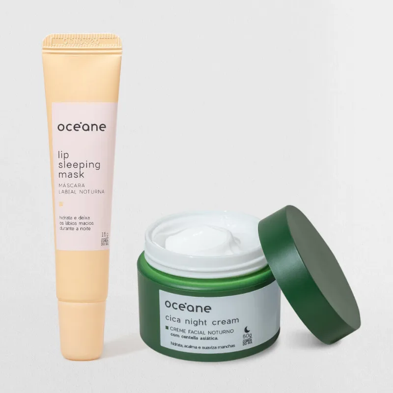 Kit Creme Facial Noturno Cica + Máscara Labial Noturna (2 Produtos)