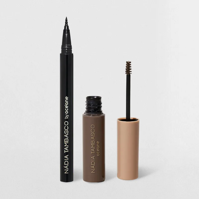 Kit Máscara de Sobrancelha Castanho Escuro + Caneta Delineadora Nádia Tambasco By Océane (2 Produtos) - Océane