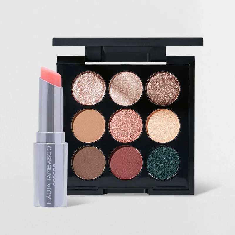 Kit Paleta de Sombras To Go Trendy + Revitalizador Labial Rosa Nádia Tambasco By Océane (2 Produtos) - Océane