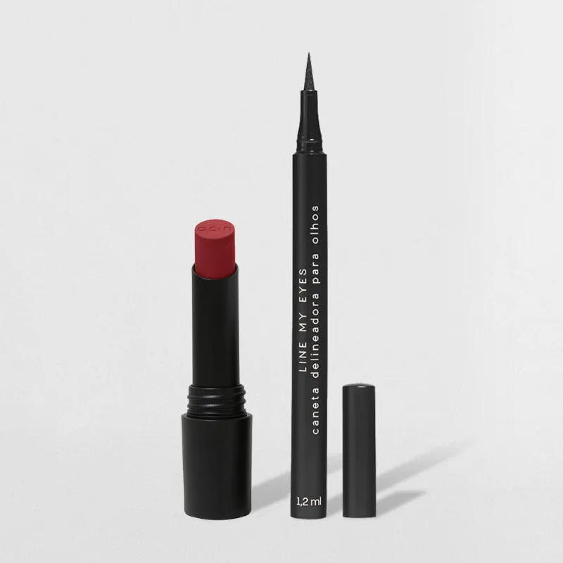 Kit Batom Vermelho + Caneta Delineadora Océane Edition (2 Produtos) - Océane