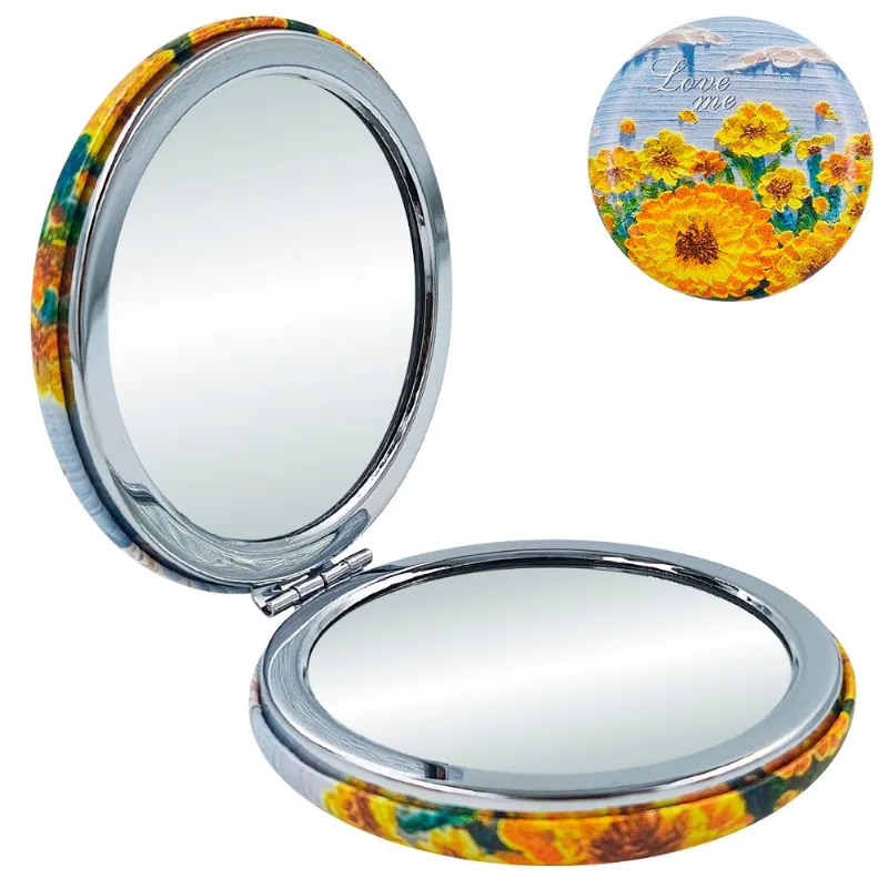 Espelho De Bolso Flores 7cm em Plástico Wincy-Modelo 1