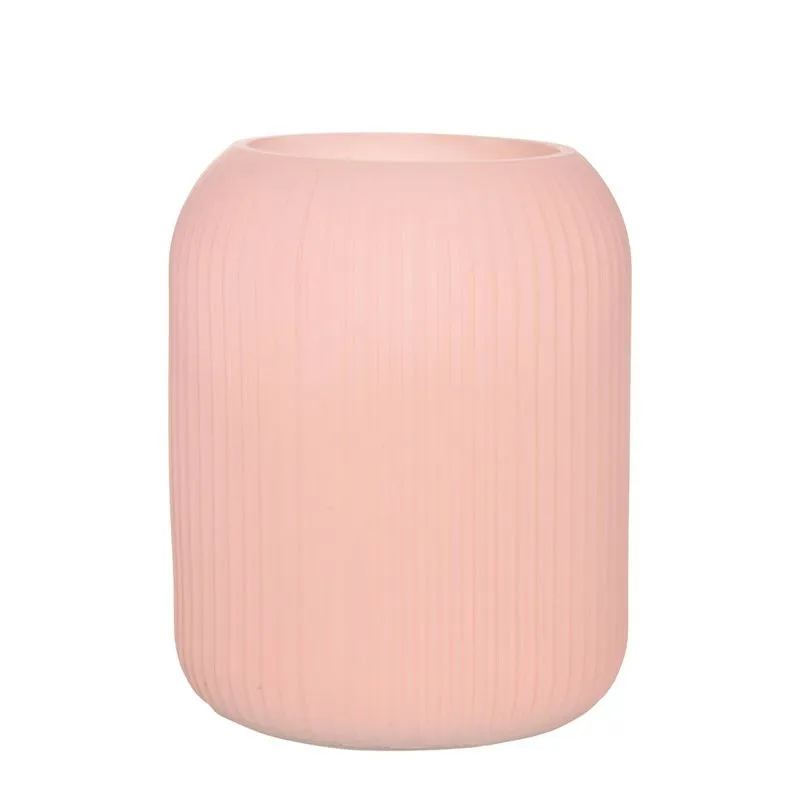 Vaso Canelado Hema Rosa 13.5x16.5cm Vidro - Mai Home
