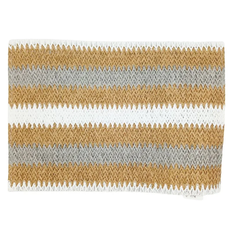 Jogo Americano Decorativo 45x30cm em Fibra Natural Wincy-Marrom C/ Branco