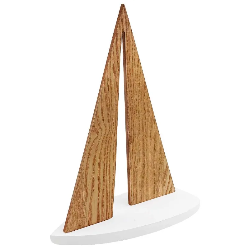 Escultura Veleiro Decorativo 19cm em Madeira Mai Home