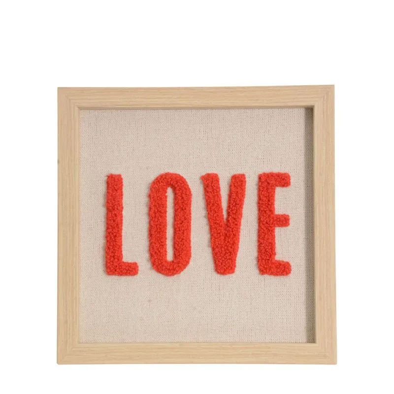 Quadro Bordado Love 20x20cm Mdf Tx - Mai Home