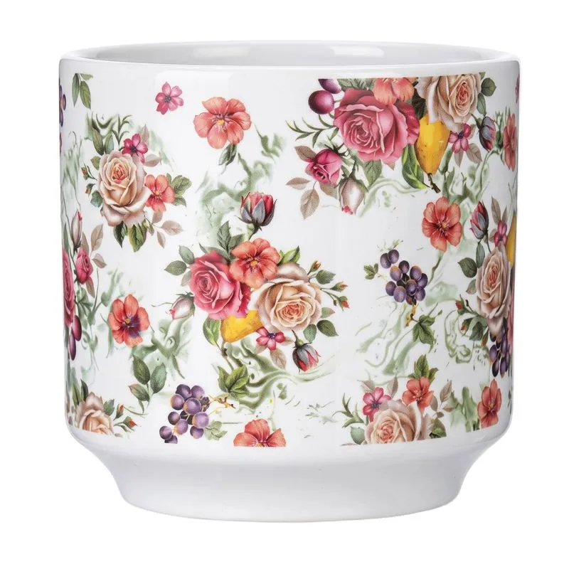 Cachepot Print Adelaide Branco 13x12cm - Mai Home