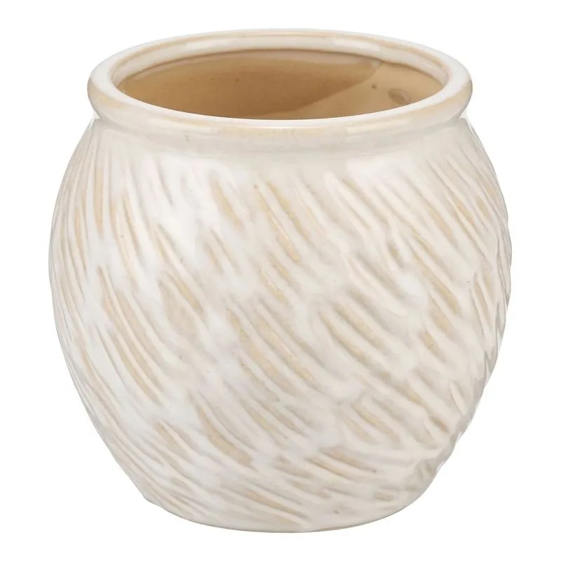 Cachepot Risca Off White 12x12x12cm - Mai Home